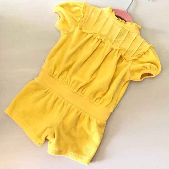 Couture Soft Yellow Terry Baby Romper - Picture 5 of 7